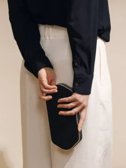 The Elongated Clutch in Black Satin