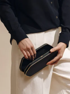 The Elongated Clutch in Black Satin