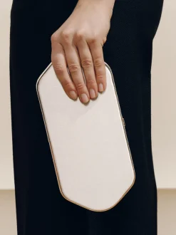 The Elongated Clutch in Silver Satin