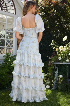 The Elsie Dress in Victorian Blue Roses