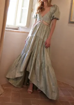 The Emma Dress in Sage Windsor Brocade