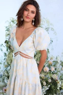 The Emma Dress in Sky Windsor Brocade