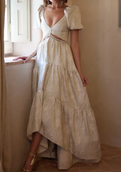 The Emma Dress in Taupe Windsor Brocade