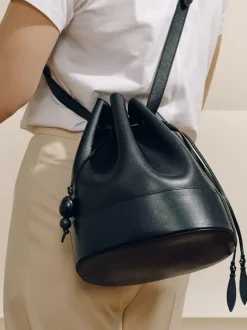 The Extra Large Drawstring in Black Nappa