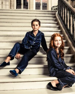 The Gable, Navy Velvet Slipper