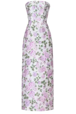 The Gabrielle Gown with Detachable Train in Pink & Green
