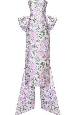 The Gabrielle Gown with Detachable Bow in Pink & Green