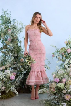 The Geranium Dress in Light Pink Tapestry Rose