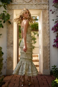 The Geranium Dress in Sage Tapestry