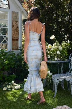 The Geranium Dress in Victorian Blue Roses