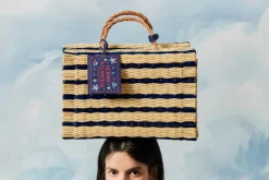 The Grand Tour Collection Beach Basket in Blue