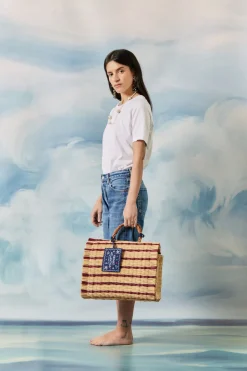 The Grand Tour Collection Beach Basket in Burgundy