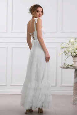 The Harmony Dress in White Chantilly Lace