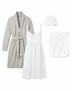 The Hospital Stay Luxe Set in Light Heather Grey & Grey Stars