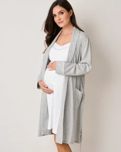 The Hospital Stay Luxe Set in Light Heather Grey & Grey Stars