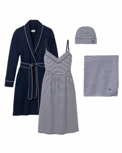 The Hospital Stay Luxe Set in Navy & Navy Stripe