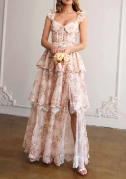 The Jolie Dress in Peach Tapestry