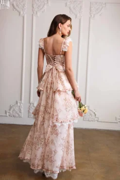 The Jolie Dress in Peach Tapestry