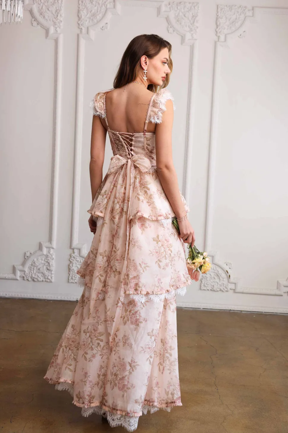 The Jolie Dress in Peach Tapestry