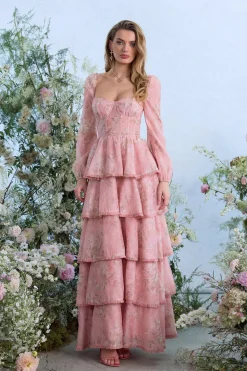 The Juliette Dress in Light Pink Tapestry Rose