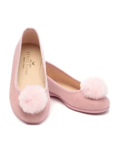 The Juliette Slipper in Antique Rose Suede with Pom