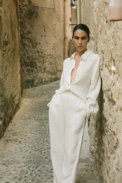 The Keaton Wide Leg Pant in Linen Cupro