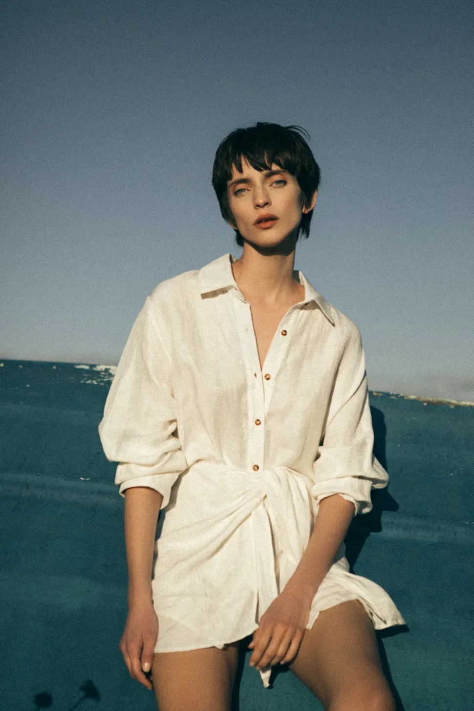 The L.A. Button-Down Wrap Dress in Linen Cupro