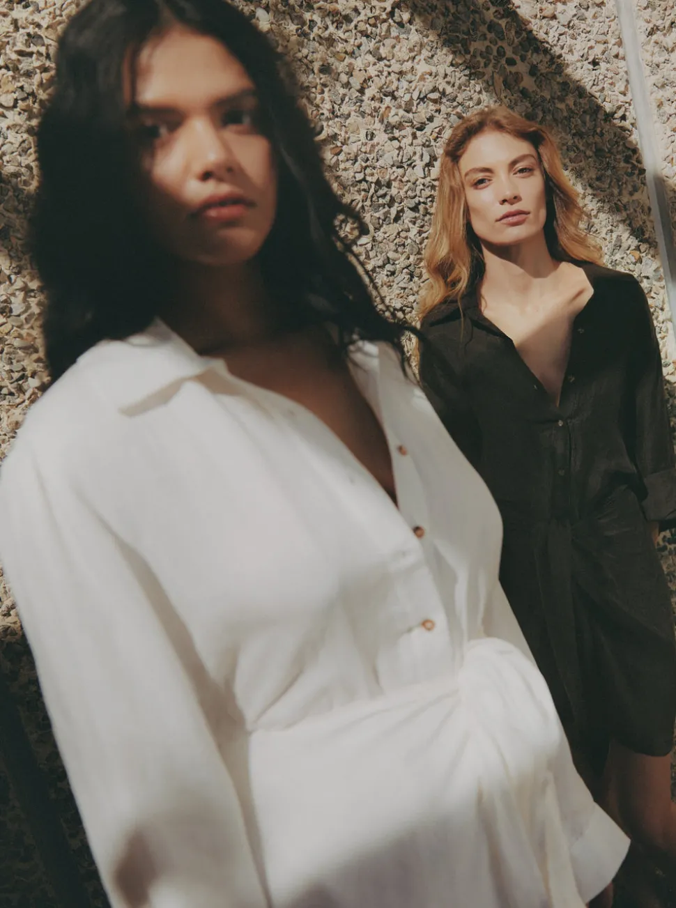 The L.A. Button-Down Wrap Dress in Linen Cupro