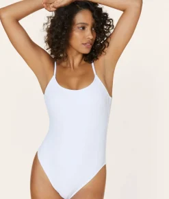 The Laguna One Piece in Ribbed White