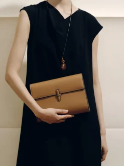 The Large Soft Clutch in Camel Nappa