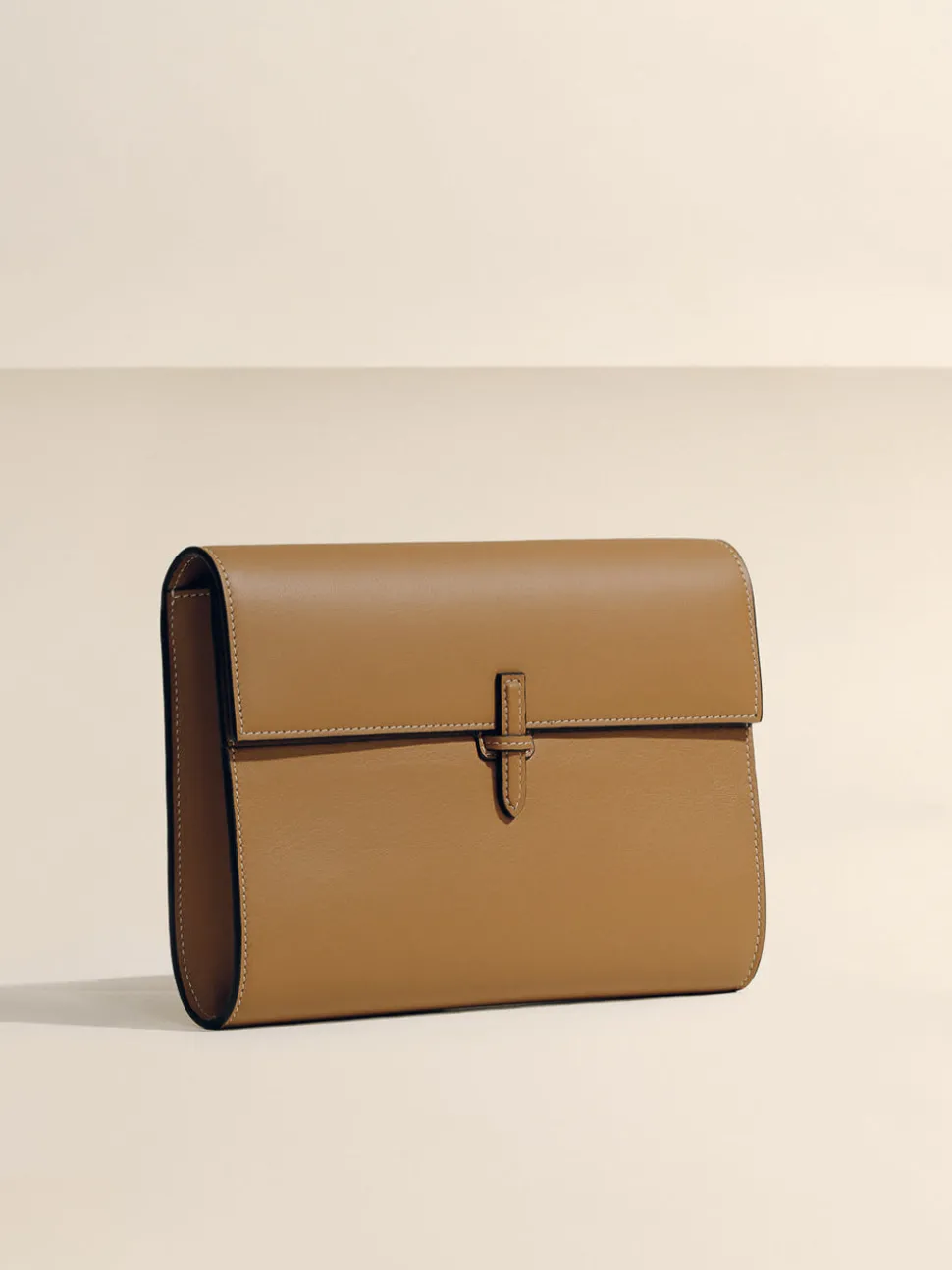 The Large Soft Clutch in Camel Nappa