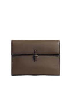The Large Soft Clutch in Dark Brown Nappa