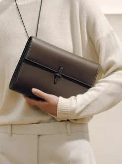 The Large Soft Clutch in Dark Brown Nappa