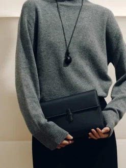 The Large Soft Clutch in Black Nappa