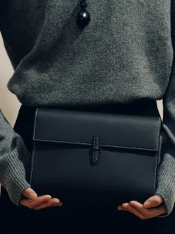 The Large Soft Clutch in Black Nappa