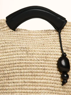 The Large Woven Shopper in Black Natural Fiber