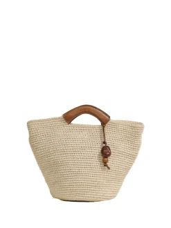 The Large Woven Shopper in Cognac Natural Fiber