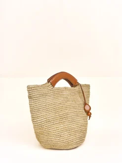 The Large Woven Shopper in Cognac Natural Fiber