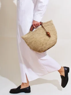 The Large Woven Shopper in Cognac Natural Fiber