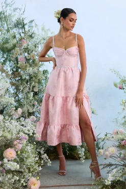 The Lorenza Dress in Light Pink Windsor Brocade