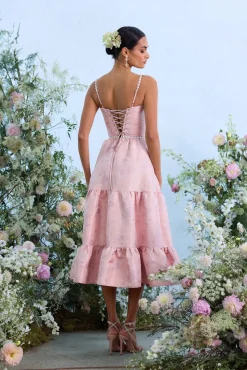 The Lorenza Dress in Light Pink Windsor Brocade