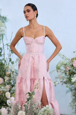 The Lorenza Dress in Light Pink Windsor Brocade