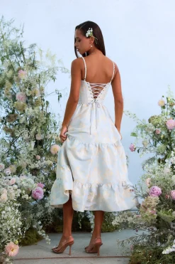 The Lorenza Dress in Sky Windsor Brocade