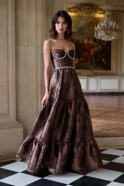 The Lucetta Dress in Cocoa Baroque Floral