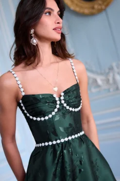 The Lucetta Dress in Emerald Baroque Floral
