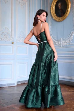 The Lucetta Dress in Emerald Baroque Floral