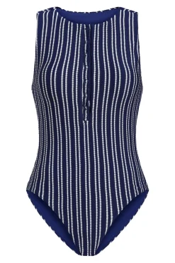 The Malibu One Piece Textured Stripe in Nautical