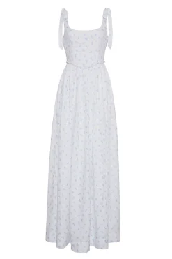 The Marie Dress in Ditsy Blue Floral Linen