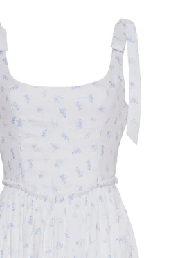 The Marie Dress in Ditsy Blue Floral Linen
