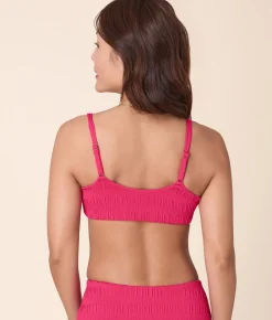 The Maui Bikini Top Smocked in Bright Begonia